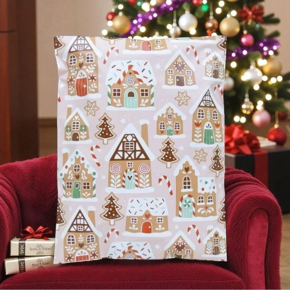 Christmas Gingerbread Village Poly Mailers 10x13 Pack of 25